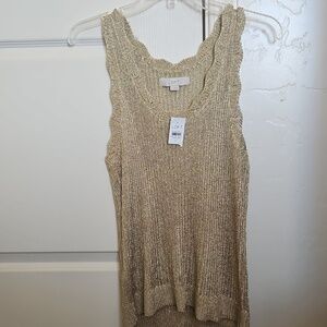 LOFT Metallic Gold Sleeveless Top